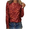 thumbnail image 1 of XuJwPNcy Women Sequin Top Crew Neck Long Sleeve Shiny Shirt Sparkly Glitter Party Tops Blouse for Party Club, 1 of 4