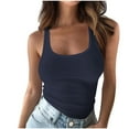 thumbnail image 1 of Yuzhih Women Spaghetti Strap Ribbed Tank Tops Slim Scoop Neck Camisole Basic Sleeveless Layering Shirts, 1 of 6