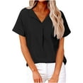 thumbnail image 1 of Yuzhih Women Tops Summer Short Sleeve Lapel Neck Tee 2024 Fashion Plain Tshirts Casual Loose Work Blouses, 1 of 7