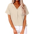 thumbnail image 1 of XuJwPNcy Women Tops Summer Short Sleeve Lapel Neck Tee Fashion Plain Tshirts Casual Loose Work Blouses, 1 of 7