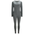 thumbnail image 1 of XuJwPNcy Women Yoga Jumpsuits Workout Long Sleeve Zip Front Sport Exercise Jumpsuits One-Piece V Neck Full Romper Outfits Gray, 1 of 1