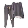 thumbnail image 1 of XuJwPNcy Women's 2 Piece Lounge Sets Fall Fleece Lined Pullover Tops with Pants Matching Outfits Tracksuits, 1 of 2