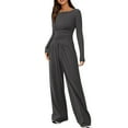thumbnail image 1 of XuJwPNcy Women's 2 Piece Lounge Sets Long Sleeve Top Wide Leg Sweatpants Casual Outfits Tracksuit Outfits, 1 of 7
