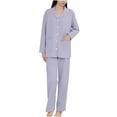 thumbnail image 1 of XuJwPNcy Women's 2 Piece Pajama Sets Long Sleeve Collared V Neck Button down Shirt with Wide Leg Pant Matching Pj Sets, 1 of 2