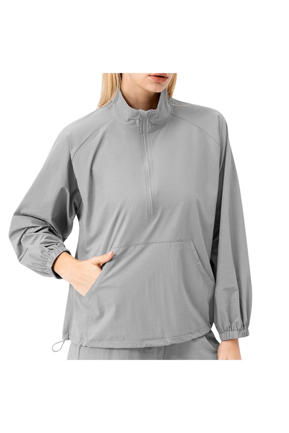 Women's Athletic Jacket Half Zip Long Sleeve Running Jacket Collared Lightweight Gym Workout Tops