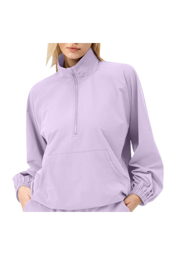 Yuzhih Women's Athletic Jacket Half Zip Long Sleeve Running Jacket Collared Lightweight Gym Workout Tops