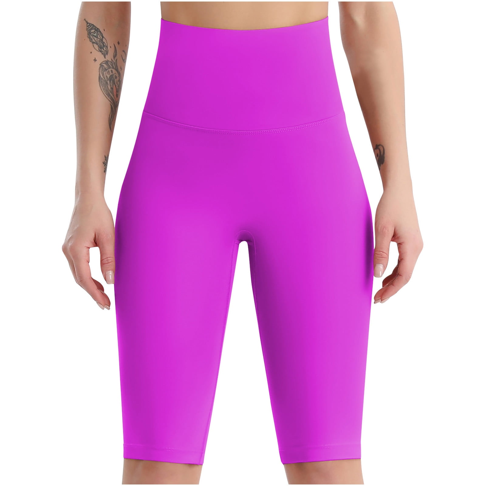 Yuzhih Women's Biker Shorts High Rise Seamless Knee Length Athletic