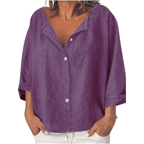 XuJwPNcy Women's Button down Shirt Casual Long Sleeve Solid Color Shirts Loose Work Tops Spring Fall