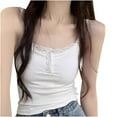 thumbnail image 1 of XuJwPNcy Women's Cami Tank Top Square Neck Lace Trim Button Front Camisole Slim Fit Summer Sleeveless Going out Top, 1 of 5