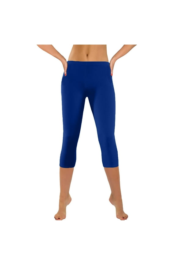 Women's Capri Leggings Low Rise Workout Yoga Capri Pants Summer Athletic Biker Capris with Pockets