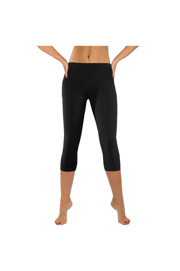Women's Capri Leggings Low Rise Workout Yoga Capri Pants Summer Athletic Biker Capris with Pockets