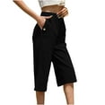 thumbnail image 1 of Yuzhih Women's Capri Pants Summer Loose Wide Leg Elastic High Waist Cropped Trousers with Pockets Lounge Capris, 1 of 7