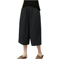 thumbnail image 1 of XuJwPNcy Women's Casual Bermuda Capris Elastic Waist Cotton Shorts with Pockets Loose Summer Wide Leg Comfy Capri Pant, 1 of 3