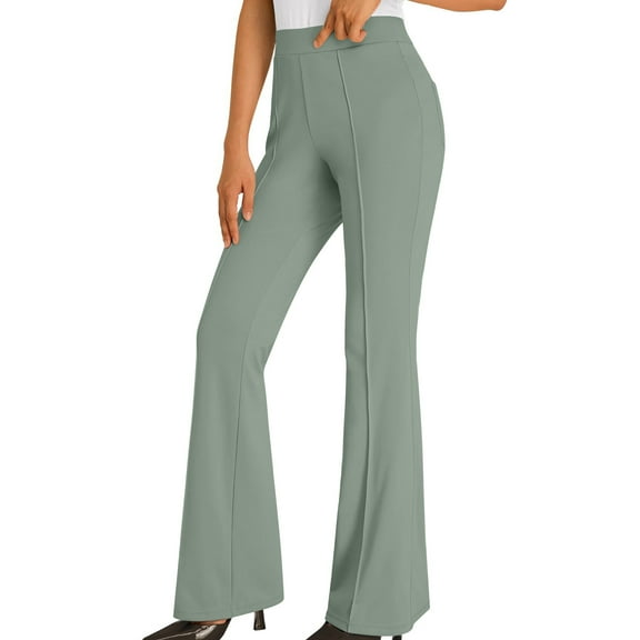 XuJwPNcy Women's Casual Bootcut Dress Pants High Waist Stretchy Bell Bottom Wide Leg Pants Work Office Trousers