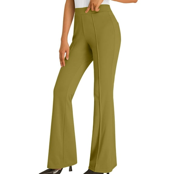 XuJwPNcy Women's Casual Bootcut Dress Pants High Waist Stretchy Bell Bottom Wide Leg Pants Work Office Trousers