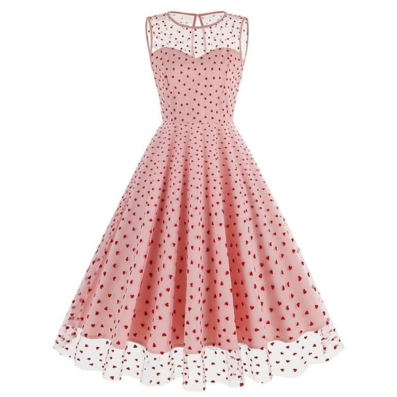 Yuzhih Women's Cocktail Dresses Mesh Floral Embroidery Vintage Dress Sleeveless A Line Prom Party Dresses