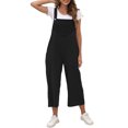 thumbnail image 1 of Yuzhih Women's Cotton Linen Bib Overalls Fashion Baggy Oversized Jumpsuit Sleeveless Capri Pants Rompers, 1 of 2