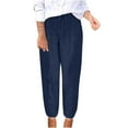 thumbnail image 1 of XuJwPNcy Women's Cotton Linen Pants Baggy Tapered Trousers with Pockets Elastic Waisted Cinch Bottom Lounge Pants, 1 of 5