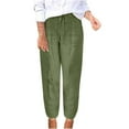 thumbnail image 1 of Yuzhih Women's Cotton Linen Pants Baggy Tapered Trousers with Pockets Elastic Waisted Cinch Bottom Lounge Pants, 1 of 5