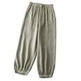thumbnail image 1 of XuJwPNcy Women's Cotton Linen Pants Casual Elastic Waisted Basic Pants Summer Plain Cinch Bottom Lounge Trousers, 1 of 3