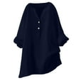 thumbnail image 1 of XuJwPNcy Women's Cotton Linen Shirts Button V Neck Long Sleeve Tops Baggy Solid Color Trendy Dressy Blouses, 1 of 5
