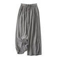 thumbnail image 1 of Yuzhih Women's Cotton Linen Wide Leg Pants Drawstring Waist Casual Palazzo Trousers with Pockets Baggy Flowy Pants, 1 of 7