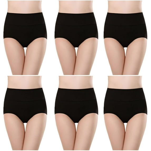 XuJwPNcy Women's Cotton Underwear High Waist Stretch Briefs Soft Underpants Ladies Full Coverage Panties 6 Pack