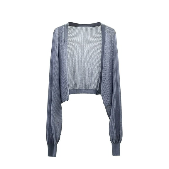 XuJwPNcy Women's Crochet Cardigan Sweaters Long Sleeve Fashion Solid Knit Open Front Soft Comfy Cropped Sweater Cardigan