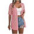 thumbnail image 1 of XuJwPNcy Women's Crochet Open Front Cardigan Half Sleeve Soft Oversized Knitted Sweater Outerwear Cover up Coat, 1 of 7