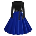 thumbnail image 1 of cfhntfmh Women's Dresses for Wedding Guest Long Sleeve Vintage A Line Cocktail Party Dresses with Belt, 1 of 3