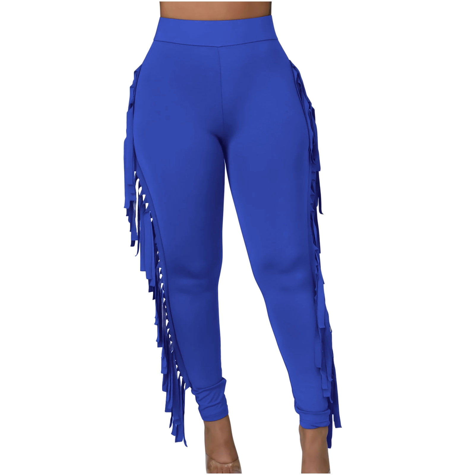 Yuzhih Women's Fringe Pants Casual Elastic High Waisted