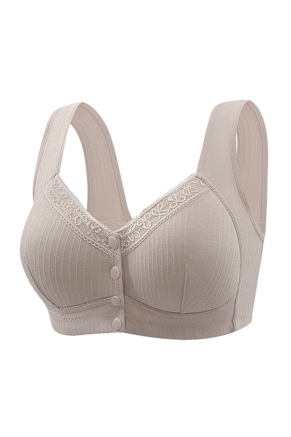 Women's Front Closure Bras No Underwire Loose Comfy Breathable Bras Plus Size Wireless Bra