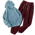 thumbnail image 1 of XuJwPNcy Women's Fuzzy Fleece Pajamas Sets Loungewear Long Sleeve Casual Hoodies and Pants Set 2 Piece Sleepwear, 1 of 6
