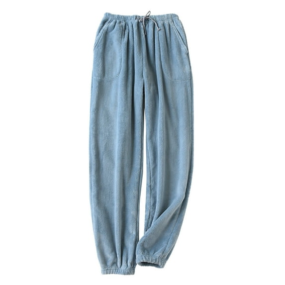 XuJwPNcy Women's Fuzzy Pajama Pants Drawstring Waisted Fleece Pajama Bottoms with Pockets Casual Baggy Pjs Sleepwear