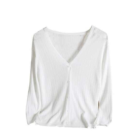 XuJwPNcy Women's Knit Cardigan Long Sleeve Button down Open Front Casual Solid Lightweight Sweater Tops