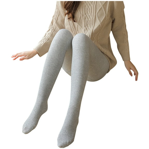 Yuzhih Women's Knit Cotton Tights Winter Opaque Footed Tights High Waist Stretchy Thermal Leggings