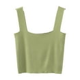 thumbnail image 1 of Yuzhih Women's Knit Tank Tops Square Neck Sleeveless Solid Cropped Tops Fashion Undershirts Slim Basic Tees, 1 of 2