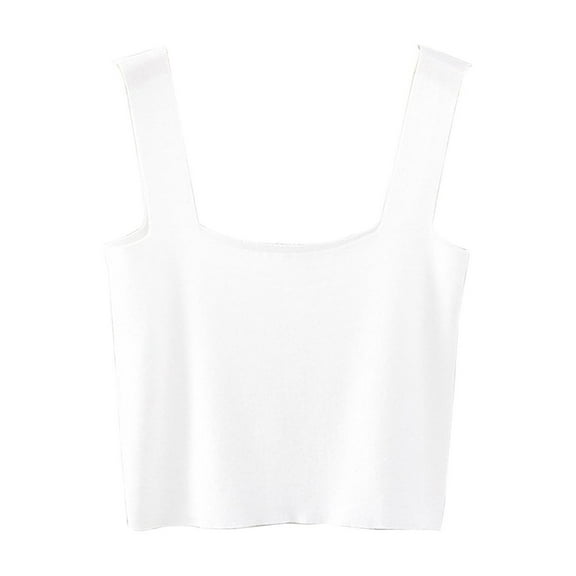 XuJwPNcy Women's Knit Tank Tops Square Neck Sleeveless Solid Cropped Tops Fashion Undershirts Slim Basic Tees