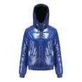 thumbnail image 1 of cfhntfmh Women's Lightweight Quilted er Down Jacket Hooded Zipper Padding Winter Shiny Short Bubble Coats for Women, 1 of 6
