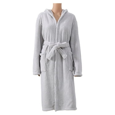 Yuzhih Women's Long Sleeve Fuzzy Robe with Belt Soft Comfy Sleepwear with Pockets Solid Color Plush Warm Robe