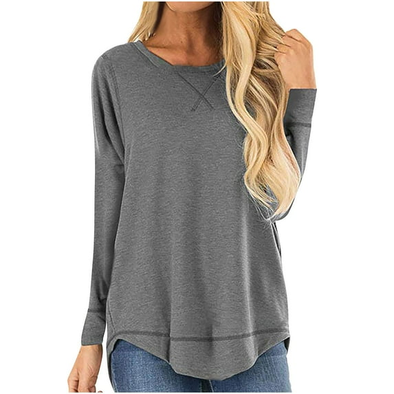 XuJwPNcy Women's Long Sleeve Shirts Casual Loose Tunic Tops Fall Fashion Dressy Basic Trendy Outfits Clothes