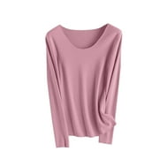 Yuzhih Women's Long Sleeve Thermal Underwear Tops Lightweight Warm Base Layer Shirt Scoop Neck Undershirts for Winter