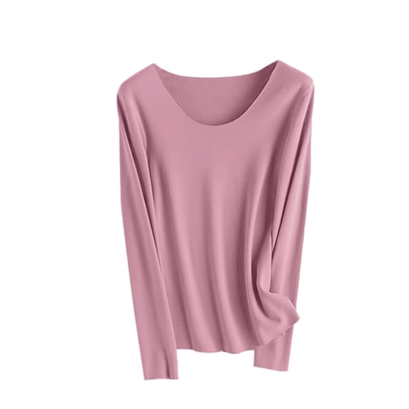 XuJwPNcy Women's Long Sleeve Thermal Underwear Tops Lightweight Warm Base Layer Shirt Scoop Neck Undershirts for Winter