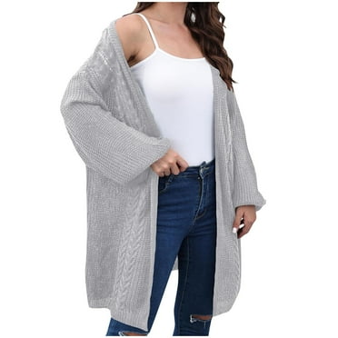 Yuzhih Women's Long Sweaters Cardigan Open Front Long Sleeve Plus Size Knit Cardigans 2024 Trendy Solid Fall Coat