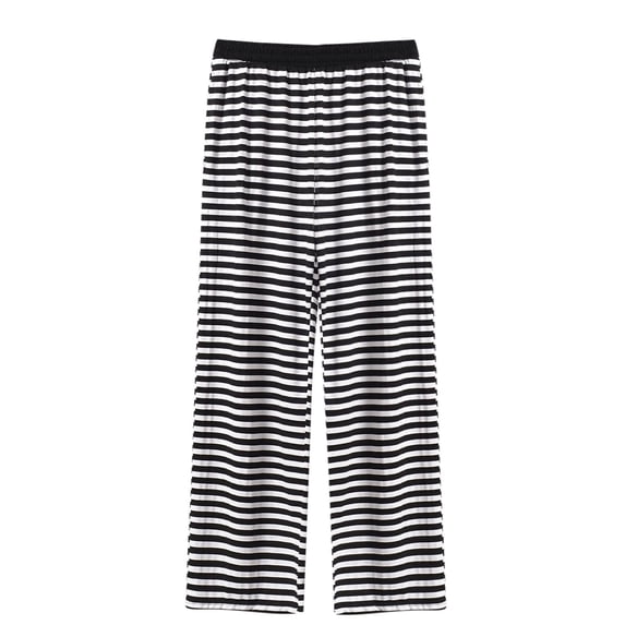 Yuzhih Women's Modal Pajama Pants Plus Size Striped Nightwear Sleepwear Yoga Lounge Pants Loose Comfy Pj Bottoms(Black,X-Large)