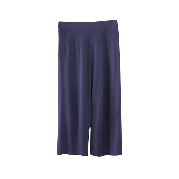 XuJwPNcy Women's Pajama Capris Soft Comfy Pjs Bottom Elastic Waisted Wide Leg Pants Casual Baggy Cropped Pj Trousers
