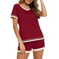 thumbnail image 1 of XuJwPNcy Women's Pajama Set Casual Loungewear Short Sleeve N Neck T Shirt Shorts with Pockets 2 Piece Outfits Soft Pjs Sets, 1 of 5