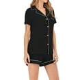 thumbnail image 1 of XuJwPNcy Women's Pajama Set Collared V Neck Button down Tops with Short Pants Comfy Soft Summer 2 Piece Pjs Shorts Set, 1 of 5