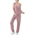 thumbnail image 1 of XuJwPNcy Women's Pajama Sets 2 Piece Outfits Sleeveless Crop Tank Top Long Pants Loungewear Pjs Set, 1 of 7