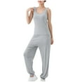 thumbnail image 1 of XuJwPNcy Women's Pajama Sets 2 Piece Outfits Sleeveless Crop Tank Top Long Pants Loungewear Pjs Set, 1 of 7